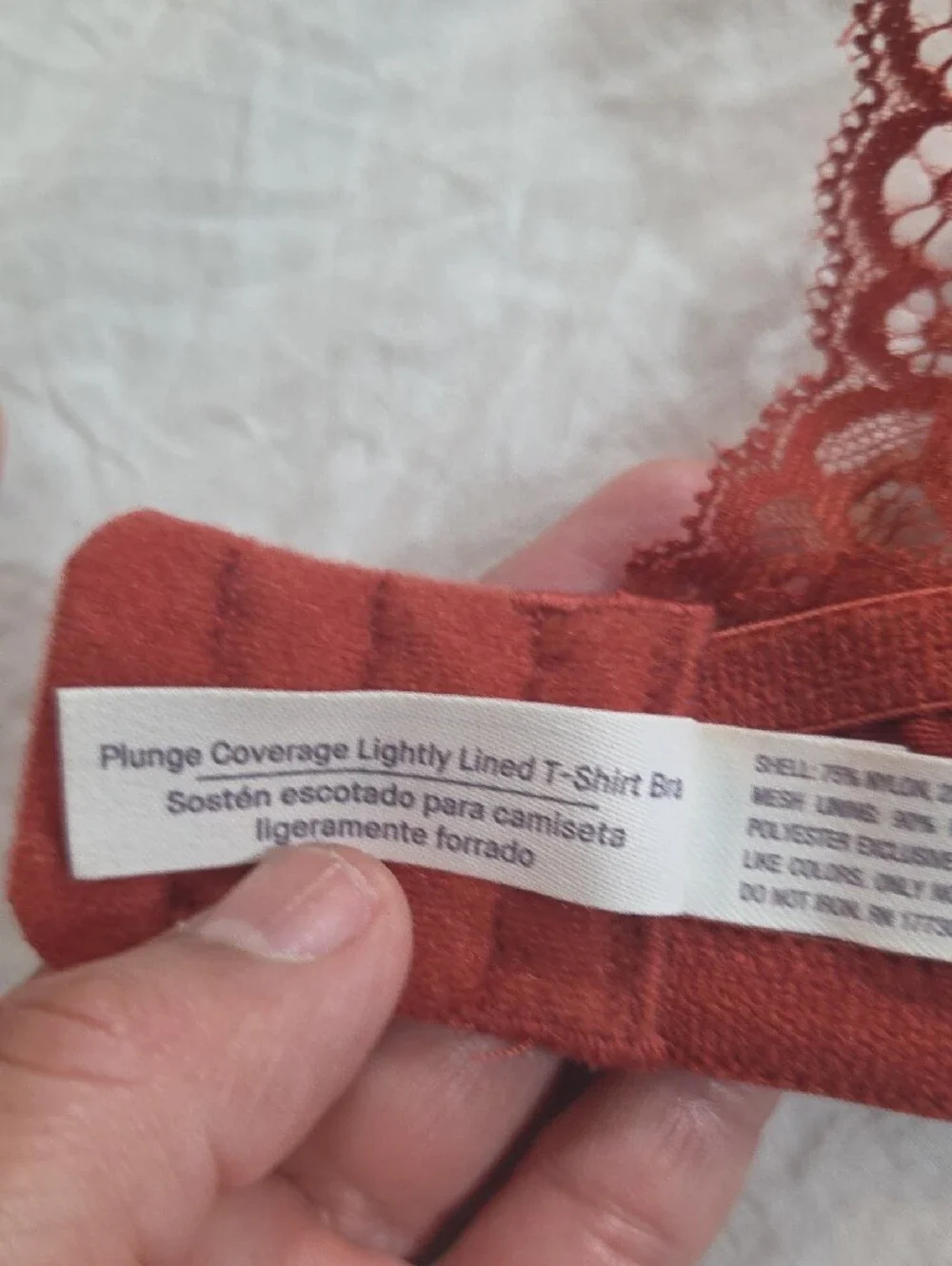 Auden Seamless Padded Bra in Rust - Everyday Support Lace Smooth